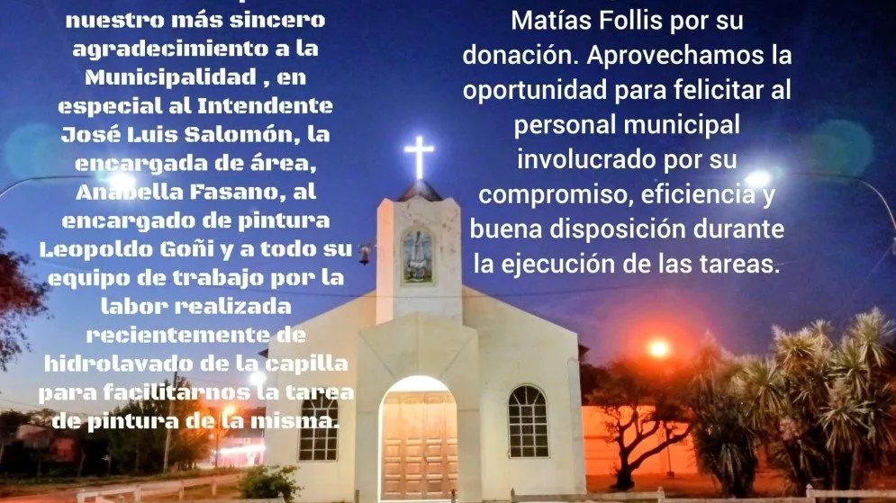 Agradecimiento desde la Capilla de Fátima